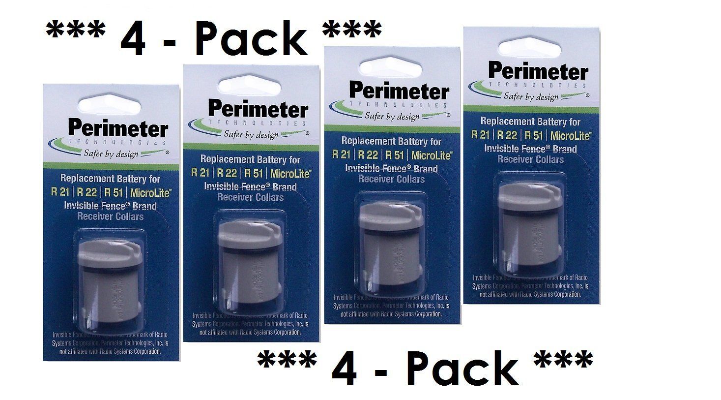 Four pack of invisible fence dog collar batteries